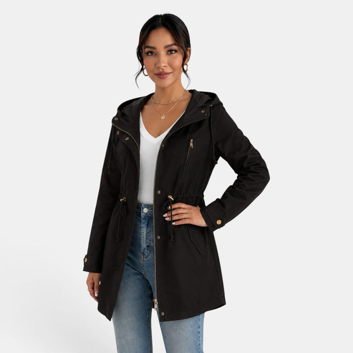 Hermione | Womens Casual Oversized Hooded Longline Trench Coat