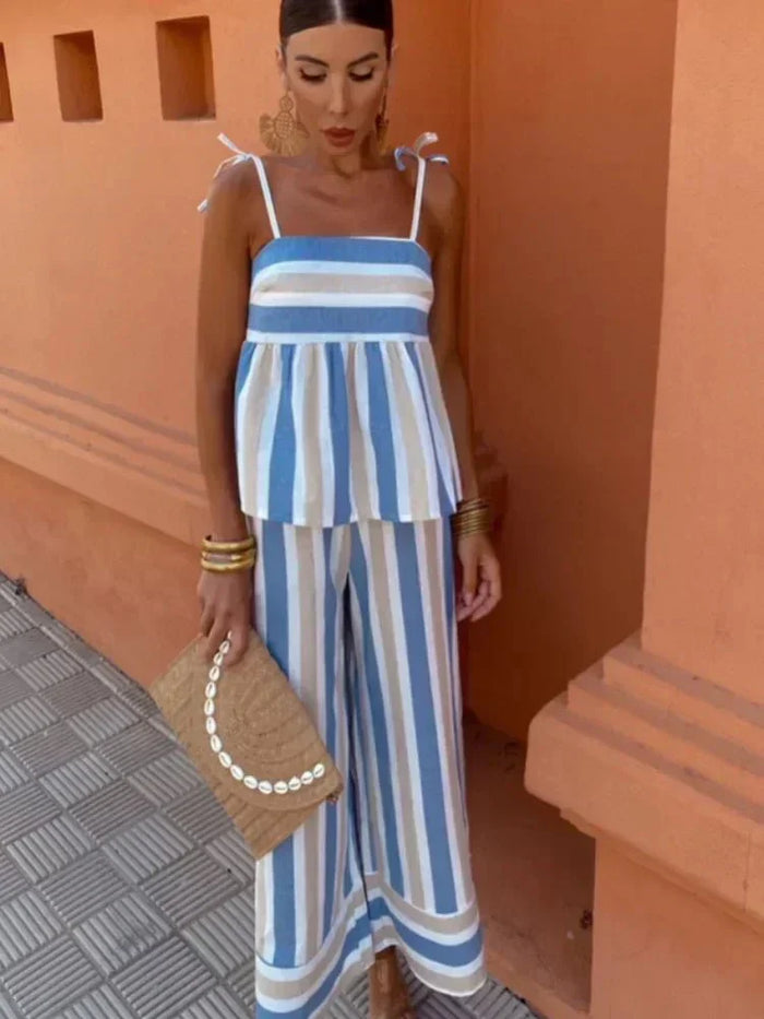 Chloe | Chic Striped Wide Leg Wedding Guest Dress