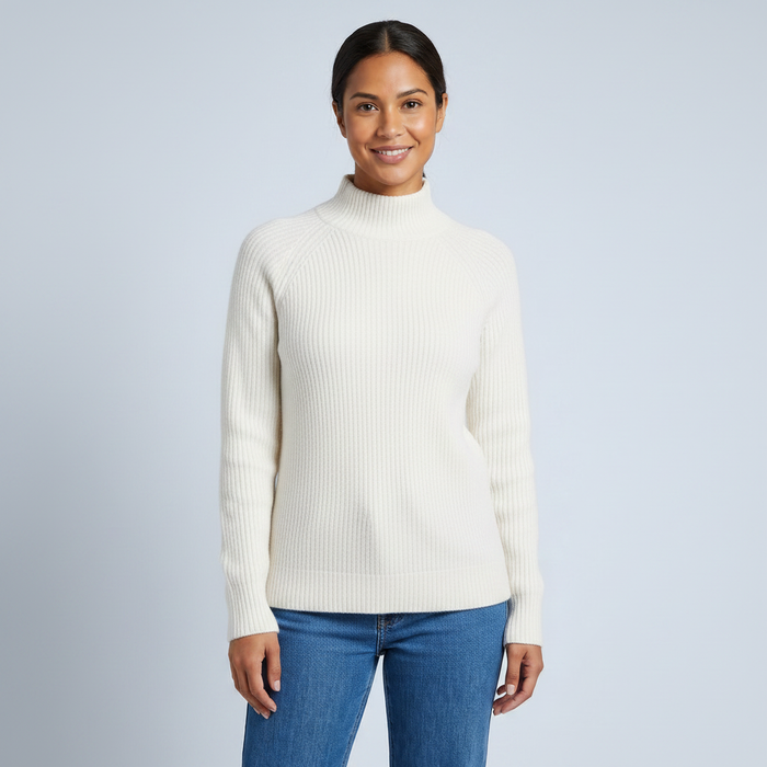 Erica | Womens Casual Relaxed Ribbed Knit Mock Neck Sweater Pullover