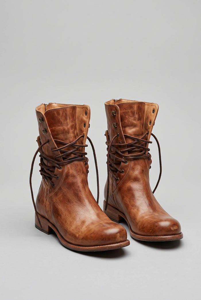 Riley | Womens Retro Distressed Lace Up Leather Combat Boots
