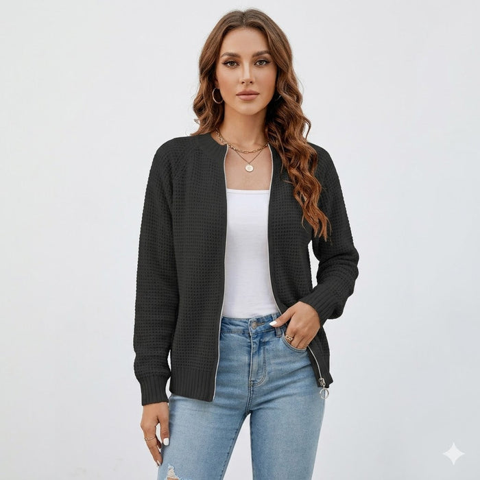 Raven | Womens Casual Chic Zip Up Knit Cardigan