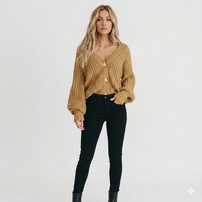 Goldie | Womens Casual Cozy Chunky Ribbed Knit Cardigan
