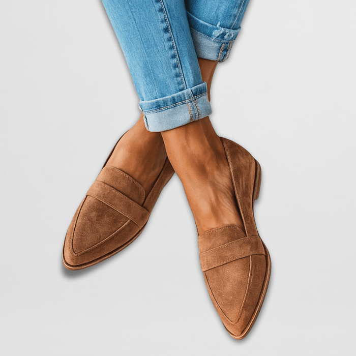 Charlotte | Camel Pointed-Toe Flat Loafers