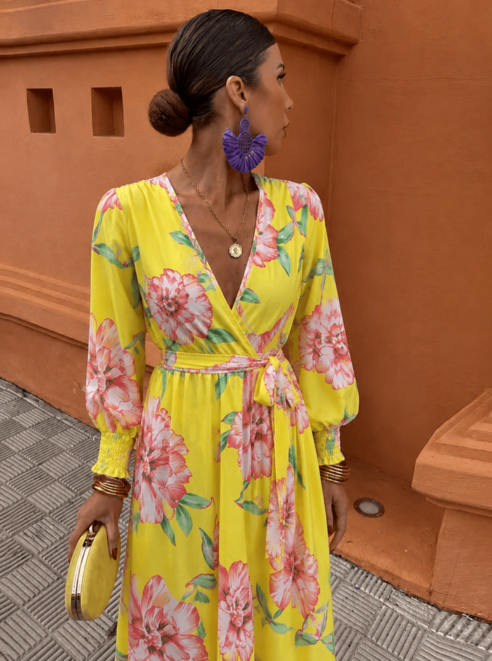 Valentina | Floral Wrap Maxi Wedding Guest Dress