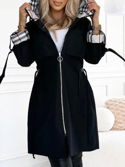 Delia | Womens Casual Chic Hooded Longline Jacket