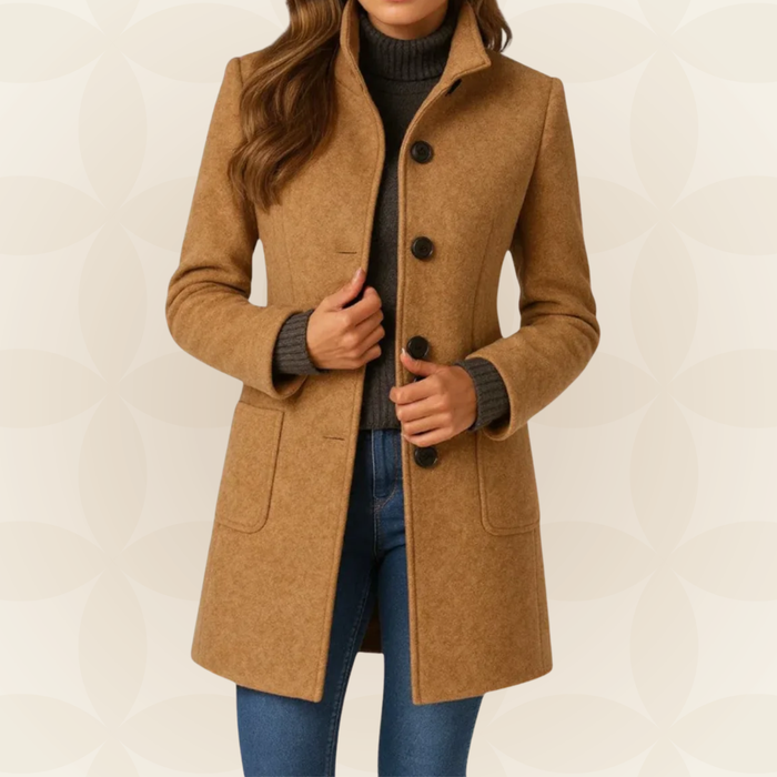 Sylvie | Womens Warm Elegant Fitted High Collar Coat