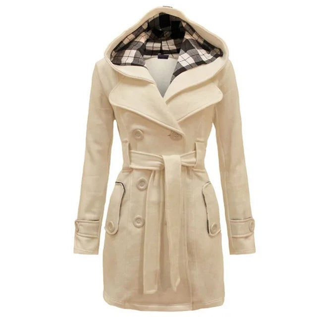 Vera | Womens Chic Warm Windproof Hooded Trench Coat
