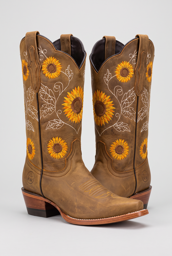 Josie | Womens Embroidered Sunflower Western Cowboy Boots