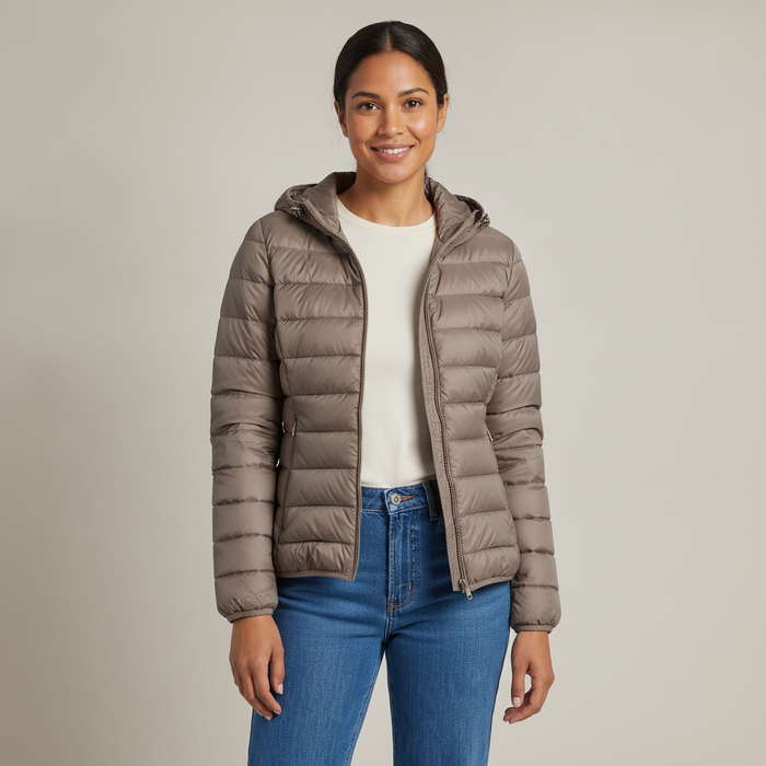 Danica | Womens Quilted Casual Zip Up Hooded Winter Puffer Jacket